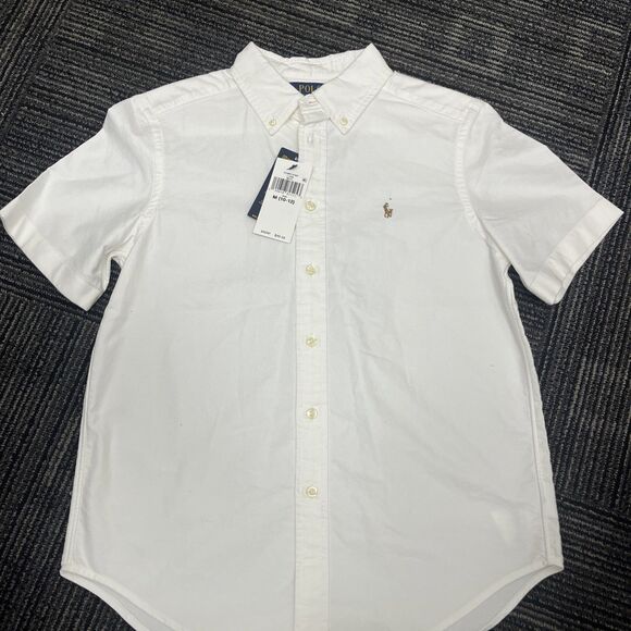 POLO Ralph Lauren Boys Cotton Button Front Shirt Short Sleeves Size M (10-12) - Picture 3 of 9